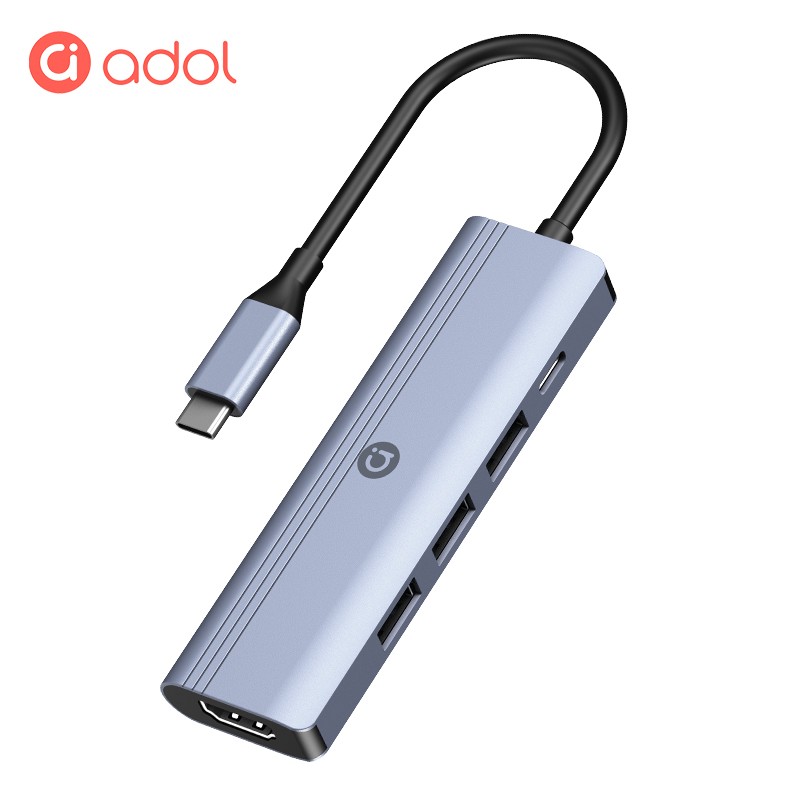 【A+优选】华硕adol 五合一Type-C扩展坞USB-C转USB3.0*3+HDMI+PD100W笔记本电脑Hub