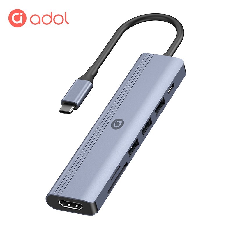 【A+优选】华硕adol 七合一Type-C扩展坞USB-C转USB3.0*3+HDMI+SD+TF+PD100W笔记本电脑Hub